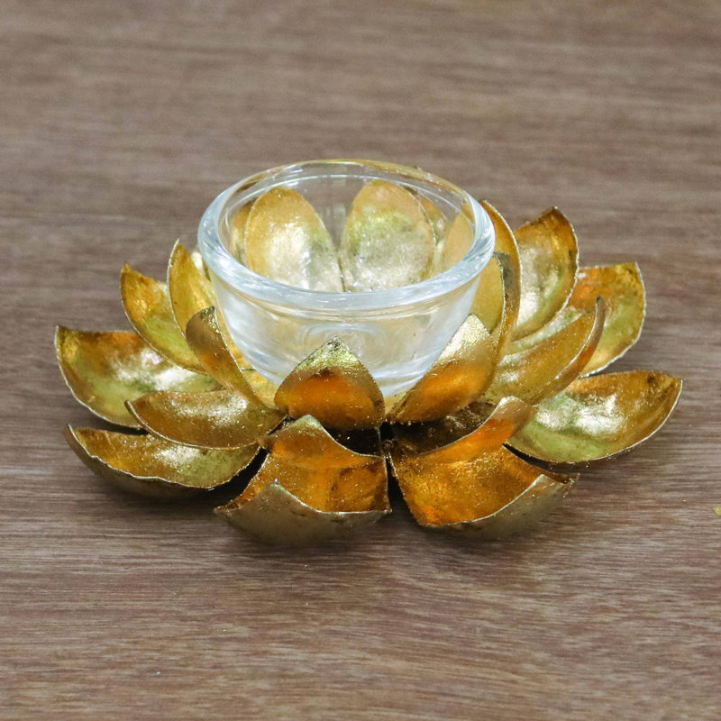 World Menagerie Gleaming Lotus Metal Tealight Holder Wayfair